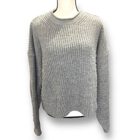 BDG by Urban Outfitters Oversized Acrylic Polyester Crop Sweater, Gray, XL - Picture 1 of 7